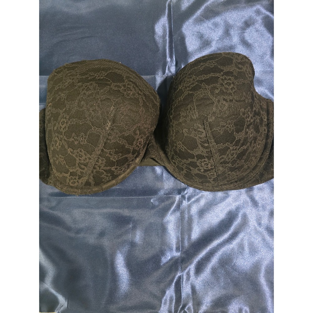 Victoria's Secret Black Floral Lace Multi-Way Strapless Underwire Bra 38DD